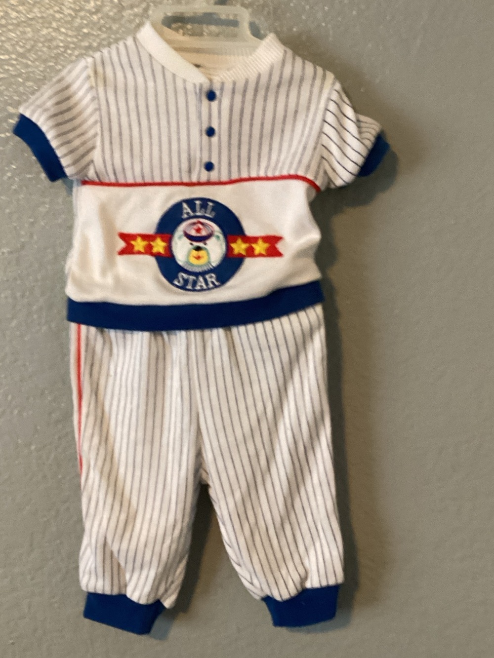 Vintage All Star Striped Baby Two-Piece Outfit - White & Blue
